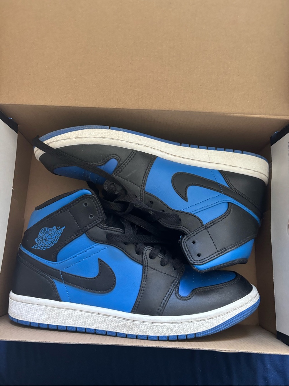 Air Jordan 1 Mid Men's High Top Sneakers - Black/Blue